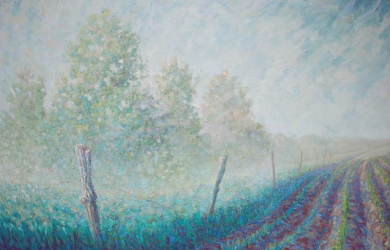 Viridian Morning. Oil on Canvas. 40x60 inches. 2016. Accepted into Art For Life Fundraiser. Columbus, Ohio. This year's sponsor is Pizzuti Collection.